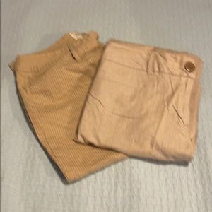 pin stripe beige capris and pin stripe pants